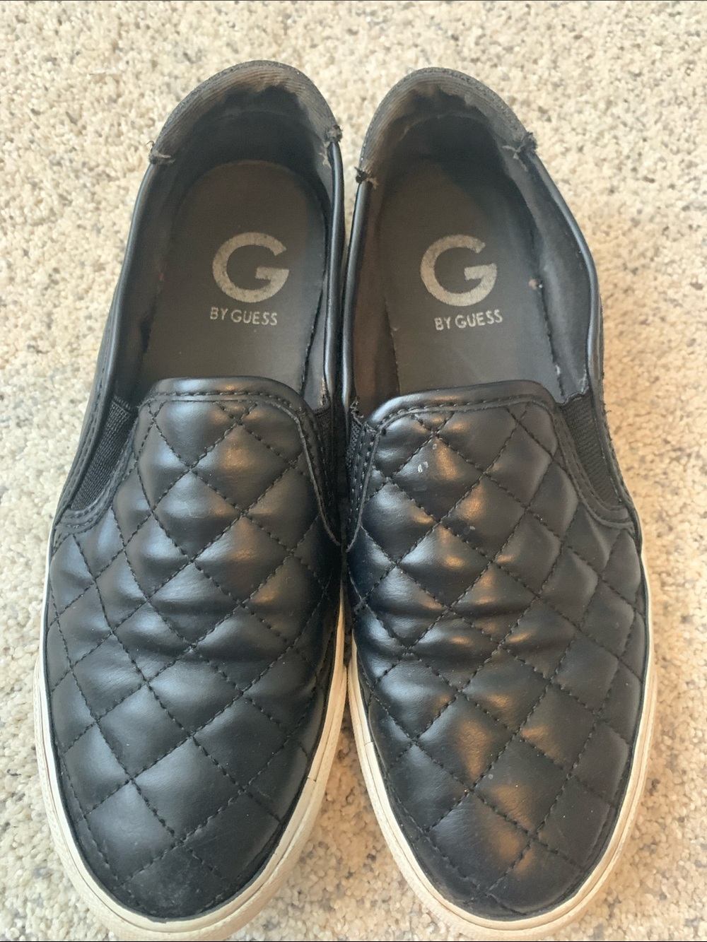 G by Guess Black Quilted Slip-On Flats